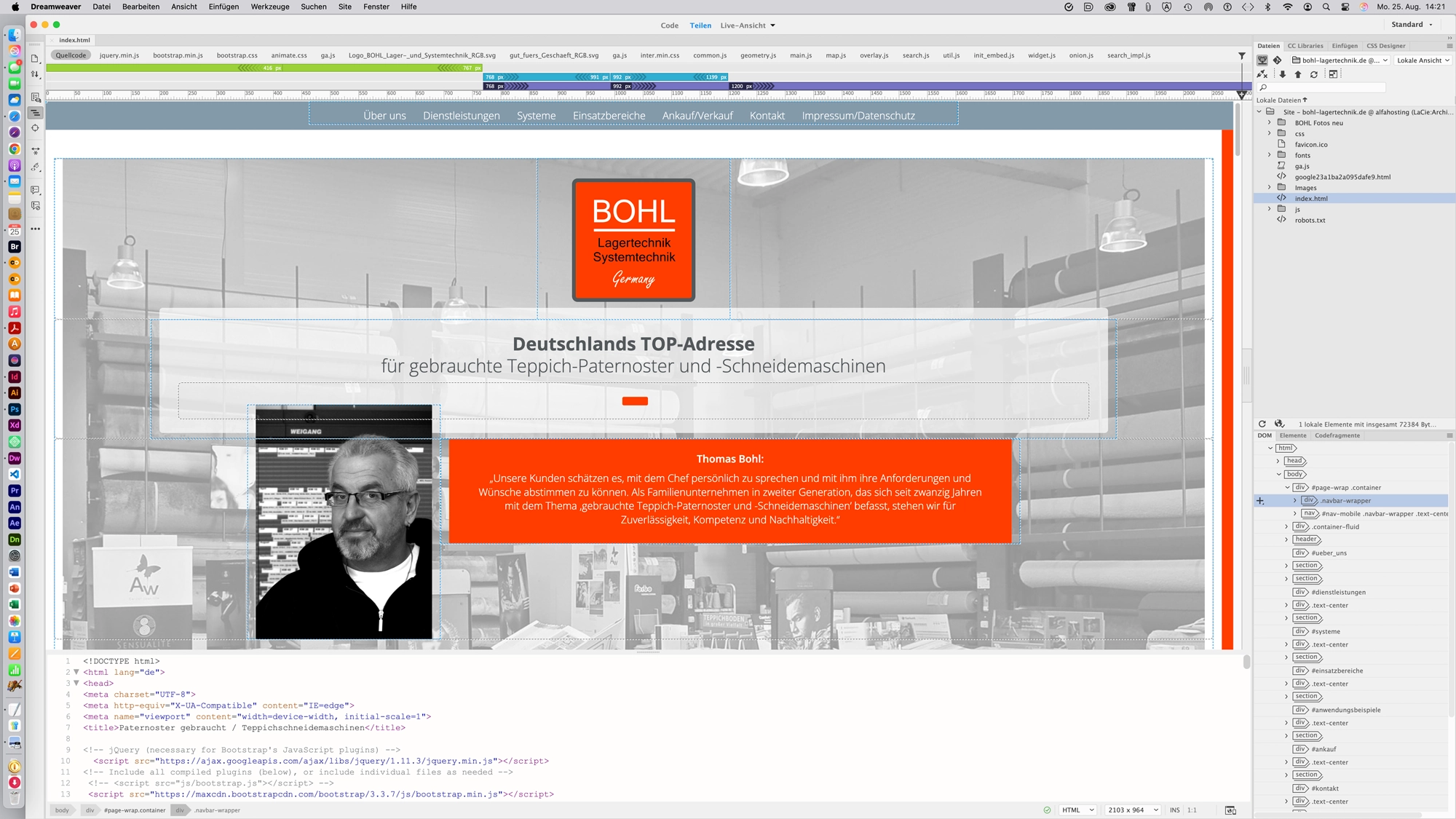 16 - Dreamweaver: HTML/CSS-Website - www.bohl-lagertechnik.de